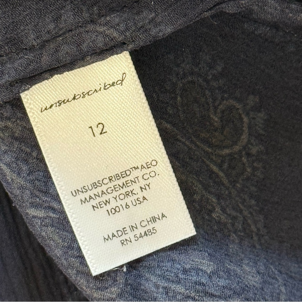 Unsubscribe Blue Paisley Women's Top 100% Silk Long Sleeve Size 12 - Picture 8 of 15